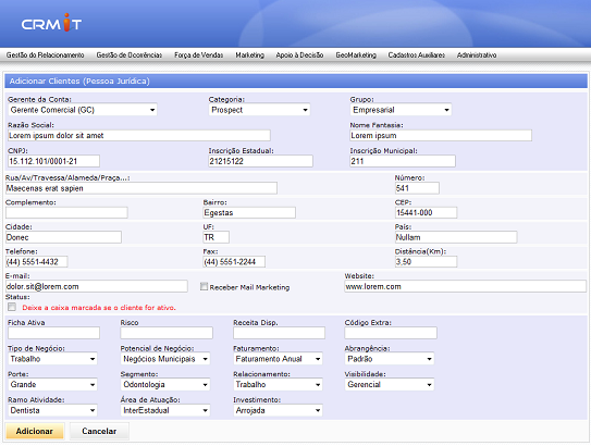CRM IT - Registro de novos clientes